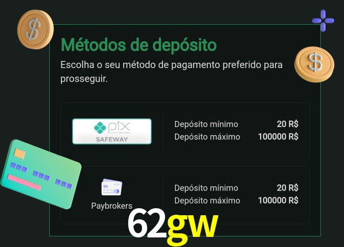 O cassino 62gw oferece uma grande variedade de métodos de pagamento